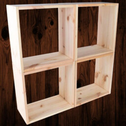 Woodeedoo Set Of 4 Pine Cube Shelves Square Wall Mount Storage Display Boxes In Natural Wood 31.5 X 17 X 31.5 Cm - thumbnail 2