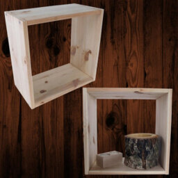 Woodeedoo Set Of 4 Pine Cube Shelves Square Wall Mount Storage Display Boxes In Natural Wood 31.5 X 17 X 31.5 Cm - thumbnail 9