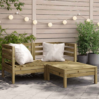 Berkfield Garden Sofa 2-Seater With Footstool Impregnated Wood Pine - image 1