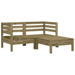 Berkfield Garden Sofa 2-Seater With Footstool Impregnated Wood Pine - thumbnail 2