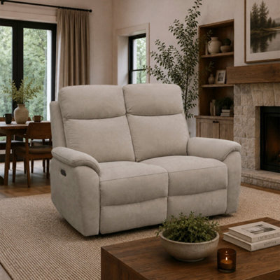 Aspire Richmond 2 Seater Power Recliner Sofa, Chenille Natural - image 1