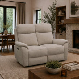 Aspire Richmond 2 Seater Power Recliner Sofa, Chenille Natural - thumbnail 1
