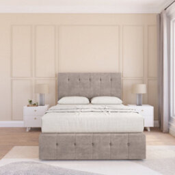 "Sloomy 3Ft Cambridge Divan Bed Base Pebble Plush ,2 Drawers, 12"" Footboard & 26"" Struts Headboard - Single" - thumbnail 2