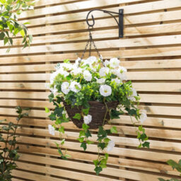 Christow Artificial Petunia Wicker Hanging Basket Uv Resistant Foliage White 30Cm - thumbnail 2