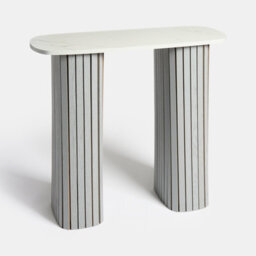 Ohs Madison Console Table Ribbed Engineered Wood Entryway Display Desk, Grey/marble - thumbnail 3