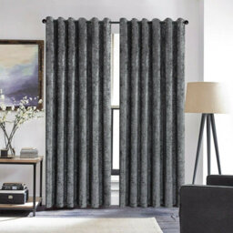 Ameha Grey Velvet Curtains Eyelet Blackout Thick Thermal Insulated Ready Made Ring Top Curtain Pair 66''x72'' For Living Room - thumbnail 7