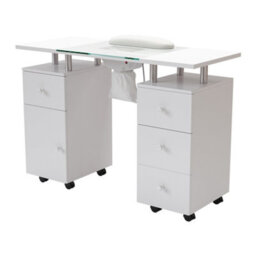 Thehotsale White Professional Mobile Manicure Table With Built-In Dust Collector And 4 Drawers 109Cm(W) X 45Cm(D) X 76.2Cm(H) - thumbnail 3