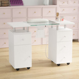 Thehotsale White Professional Mobile Manicure Table With Built-In Dust Collector And 4 Drawers 109Cm(W) X 45Cm(D) X 76.2Cm(H) - thumbnail 2