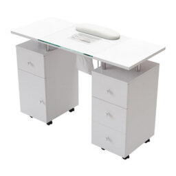 Thehotsale White Professional Mobile Manicure Table With Built-In Dust Collector And 4 Drawers 109Cm(W) X 45Cm(D) X 76.2Cm(H) - thumbnail 4