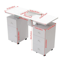Thehotsale White Professional Mobile Manicure Table With Built-In Dust Collector And 4 Drawers 109Cm(W) X 45Cm(D) X 76.2Cm(H) - thumbnail 8