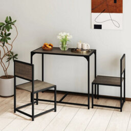 3 Piece Dining Set With Metal Frame Rectangular Table 2 Chairs - thumbnail 3