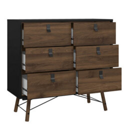 Wyld Haus Juno Double Chest Of Drawers Matt Black Walnut, 6-Drawer - thumbnail 5