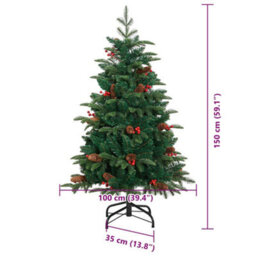 Vidaxl Artificial Christmas Tree With Led Strip Lights Green 150 Cm - thumbnail 3