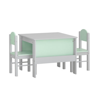 Sobuy Kmb88-Hg,children Table And 2 Chairs Set With Storage Kids Desk Grey,w60Xd60Xh48 - image 1