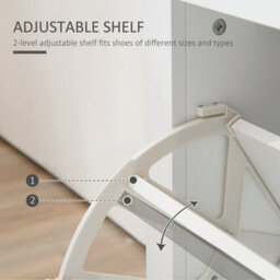 Wyld Haus Neneka Slim White Wooden Shoe Cabinet With 2 Flip Drawers, Holds 12 Pairs, 79W X 23D X 90.5H Cm - thumbnail 6