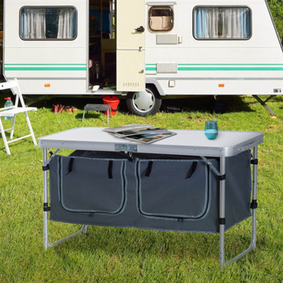 Outsunny Picnic Table Camping Folding Portable Dining Storage Garden Outdoor - image 1