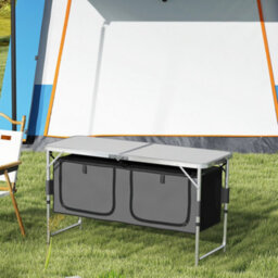 Outsunny Picnic Table Camping Folding Portable Dining Storage Garden Outdoor - thumbnail 9