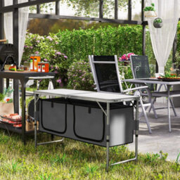 Outsunny Picnic Table Camping Folding Portable Dining Storage Garden Outdoor - thumbnail 8