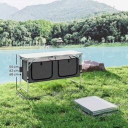 Outsunny Picnic Table Camping Folding Portable Dining Storage Garden Outdoor - thumbnail 3