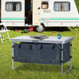 Outsunny Picnic Table Camping Folding Portable Dining Storage Garden Outdoor - thumbnail 1