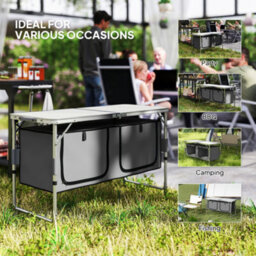 Outsunny Picnic Table Camping Folding Portable Dining Storage Garden Outdoor - thumbnail 7