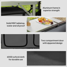 Outsunny Picnic Table Camping Folding Portable Dining Storage Garden Outdoor - thumbnail 6