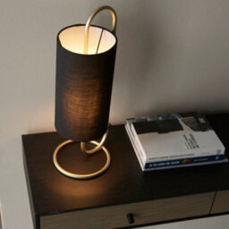 2 Pack Modern Antique Brass Oval Table Lamp Desk Light & Black Fabric Shade - thumbnail 5