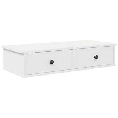 Berkfield Durable Wall Shelf With Drawers White 80X31X17 Cm Engineered Wood - image 1