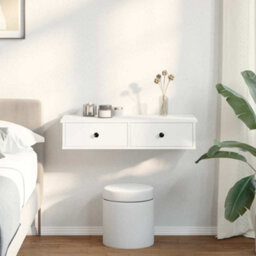 Berkfield Durable Wall Shelf With Drawers White 80X31X17 Cm Engineered Wood - thumbnail 3