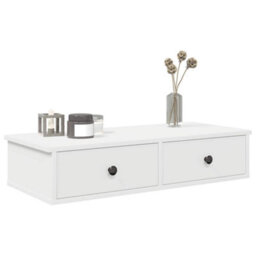 Berkfield Durable Wall Shelf With Drawers White 80X31X17 Cm Engineered Wood - thumbnail 2