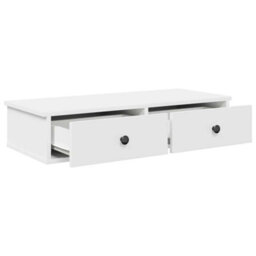 Berkfield Durable Wall Shelf With Drawers White 80X31X17 Cm Engineered Wood - thumbnail 7