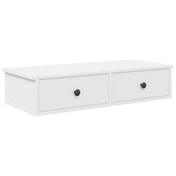 Berkfield Durable Wall Shelf With Drawers White 80X31X17 Cm Engineered Wood - thumbnail 1