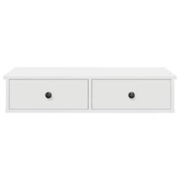 Berkfield Durable Wall Shelf With Drawers White 80X31X17 Cm Engineered Wood - thumbnail 4