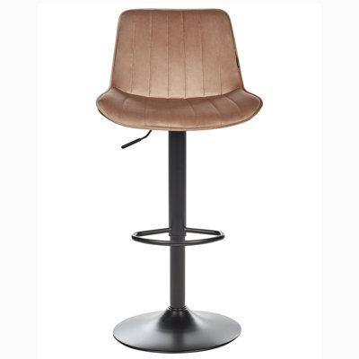 Beliani Light Brown Velvet Bar Stools 2 Pack Height-Adjustable Swivel. - image 1
