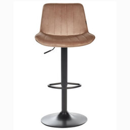 Beliani Light Brown Velvet Bar Stools 2 Pack Height-Adjustable Swivel. - thumbnail 1