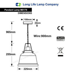 Long Life Lamps Company Industrial Vintage Brass Ceiling Pendant Light M0179 - thumbnail 2