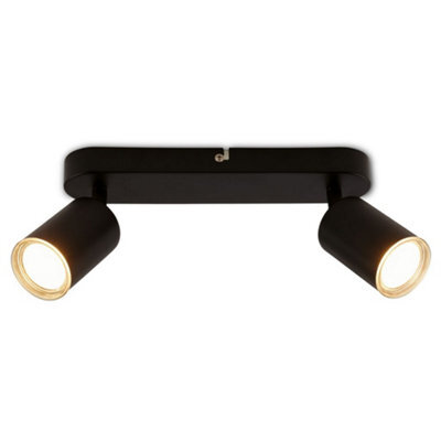 Briloner Black Metal 2 Light Gu10 Ceiling Spotlight Adjustable Ip44 Max 9W 27Cm - image 1