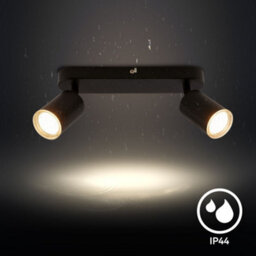 Briloner Black Metal 2 Light Gu10 Ceiling Spotlight Adjustable Ip44 Max 9W 27Cm - thumbnail 4
