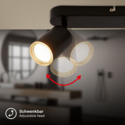 Briloner Black Metal 2 Light Gu10 Ceiling Spotlight Adjustable Ip44 Max 9W 27Cm - thumbnail 3