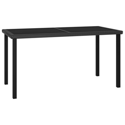 Berkfield Garden Dining Table Black 140X70X73 Cm Poly Rattan