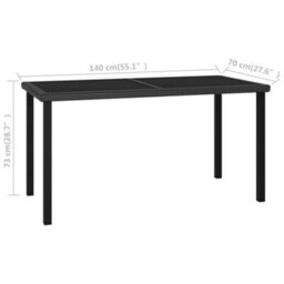 Berkfield Garden Dining Table Black 140X70X73 Cm Poly Rattan - thumbnail 5