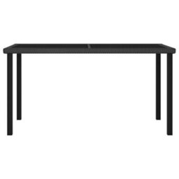 Berkfield Garden Dining Table Black 140X70X73 Cm Poly Rattan - thumbnail 2