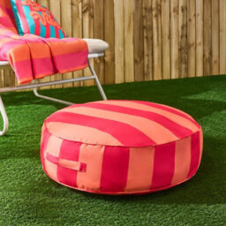 Ohs Stripe Round Outdoor Garden Cushion Water Resistant - Orange/pink - thumbnail 1