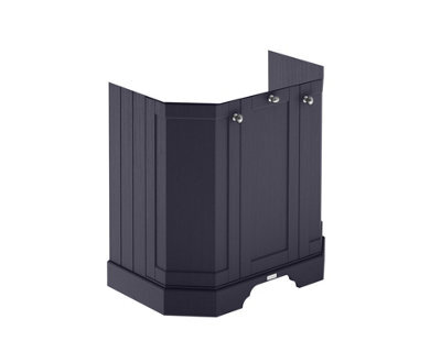 Nuie Old London Floor Standing Angled 3 Door Vanity Unit With Ceramic Basin, Traditional Bathroom Sink Cabinet In Twilight Blue, 600mm - image 1