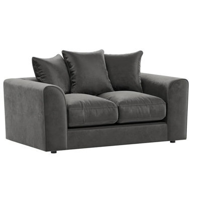 Furnishings For Less UK Brooklyn  Plush Velvet Fibre Fabric 2 Seater Sofa   Grey - image 1