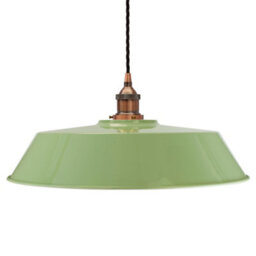 Mint Green Large Chancery Painted Dome Pendant Light With Antique Copper Lamp Holder And Black Twisted Cable - Se Home - thumbnail 1