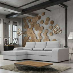 Virago Corner Sofa Bed For Living Room Foam Seat Wavy Springs Wood Legs With Storage Cushions 285X165X90 Light Grey Left - thumbnail 1