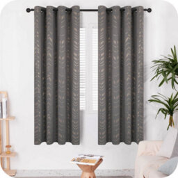 Deconovo Grey Curtains Foil Printed Thermal Curtains 46 X 54 Inch Dark Grey 2 Panels Noise Reducing Eyelet Blackout Curtains - thumbnail 2