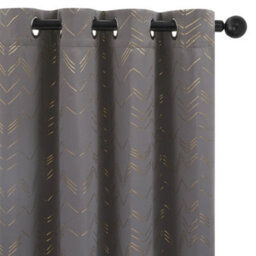 Deconovo Grey Curtains Foil Printed Thermal Curtains 46 X 54 Inch Dark Grey 2 Panels Noise Reducing Eyelet Blackout Curtains - thumbnail 1