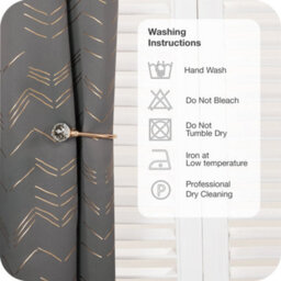 Deconovo Grey Curtains Foil Printed Thermal Curtains 46 X 54 Inch Dark Grey 2 Panels Noise Reducing Eyelet Blackout Curtains - thumbnail 9